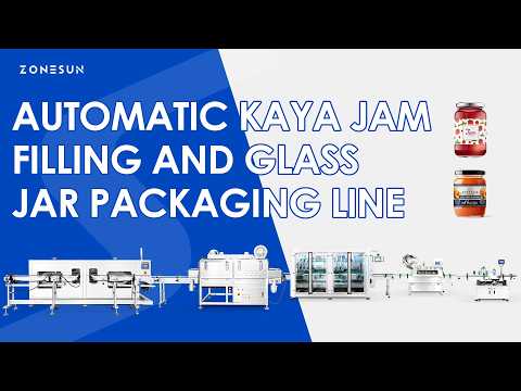 ZONESUN ZS-FAL180V18 Automatic Kaya Jam Packaging Line: Glass Jar Rinsing, Drying, Filling, Capping & Labeling Machine