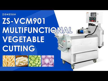 ZONESUN  ZS-VCM901 Commercial Food Grade Vegetable Cutting Machine - Multifunctional Automatic Slicing & Dicing Equipment