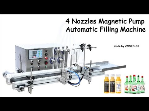 Zonesun ZS-DTMP4 4-Nozzle Automatic Magnetic Pump Liquid Filling Machine for Juice & Oils