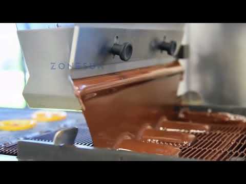 ZONESUN ZS-CG30 25L Automatic Chocolate Tempering & Enrobing Machine - Coating Equipment for Bakery, Confectionery & Cookies