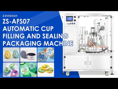 ZONESUN ZS-AFS07 Automatic Rotary Cup Filling and Sealing Machine for Yogurt, Paste & Liquids