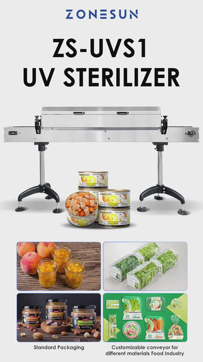 ZONESUN ZS‑UVS1 UV Sterilizer Tunnel for Food Bottle Disinfection