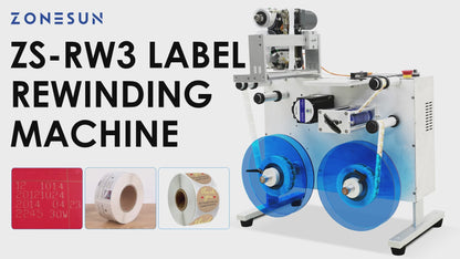 Zonesun ZS‑RW3 Roll‑to‑Roll Label Rewinder with Date Coding