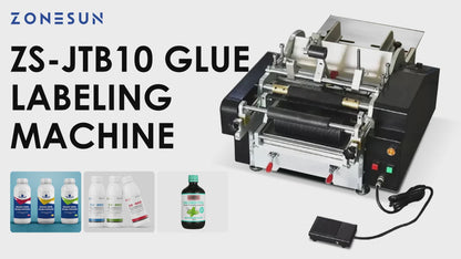 ZONESUN ZS‑JTB10 Semi‑Automatic Wet Glue Labeling Machine for Round Bottle