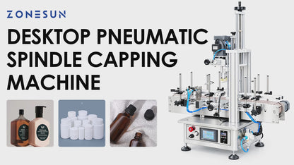 ZONESUN ZS-XG1870 Desktop Automatic Pneumatic Bottle Capping Machine with Conveyor for Squeeze Bottles, Spray, and Dropper Caps