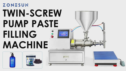 ZONESUN ZS-TSP5A Screw Pump Paste Filling Machine, Semi-Automatic Weighing Liquid Filler for Chili Sauce with Particles Peanut Butter Gel
