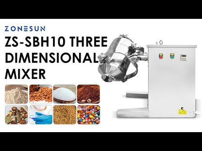 ZONESUN ZS-SBH10 3D Dry Powder & Granule Mixing Machine for Food & Chemical Use
