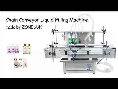 ZONESUN ZS-DTPP4C 4-Head Liquid Filling Machine with Chain Conveyor