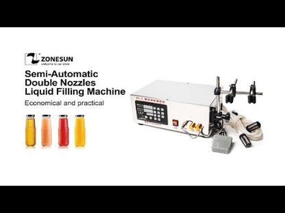 ZONESUN Semi‑Automatic 2‑Head Diaphragm Pump Liquid Filling Machine