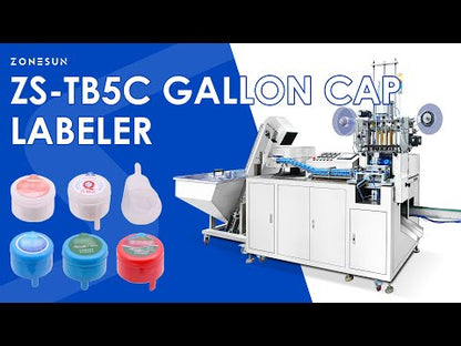 ZONESUN ZS‑TB5C Automatic Gallon Bottle Cap Label Machine Labeling Equipment for Large Bottles