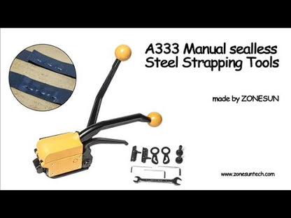 ZONESUN A333 13–19 mm Steel Strip Manual Sealless Strapping Tool