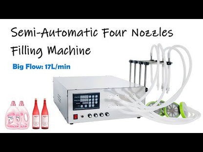 ZONESUN 20-17000ml Semi-Automatic 4 Nozzles Liquid Filling Machine