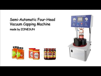 ZONESUN Custom Size 4 Heads Semi-automatic Vacuum Capping Machine