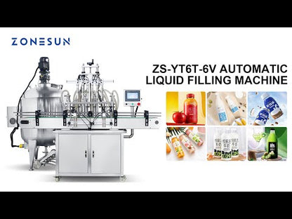 ZONESUN ZS‑YT6T‑6V 6‑Head Piston Pump Liquid Filler with Mixing Tank