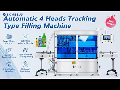 ZONESUN ZS-VTGF4 Automatic 4-Head Tracking Filling Machine Servo Gear Pump Shampoo Cream Filler
