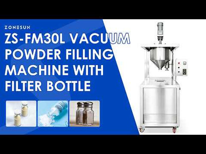 ZONESUN ZS-FM30L Staubfreie Vakuum-Pulverabfüllmaschine Pro für ultrafeine Pulver & Gewürze (10-30 Stk./Min.)