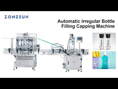 ZONESUN ZS-FAL180A9 4-Nozzle Paste Liquid Filling&Bottle Capping Line
