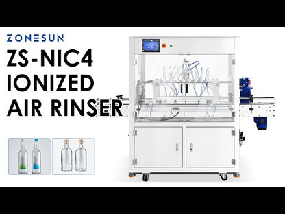 ZONESUN ZS-NIC4 Ionized Air Bottle Rinser Machine 8 Nozzle Cleaner for PET, Glass, PP & HDPE Bottles