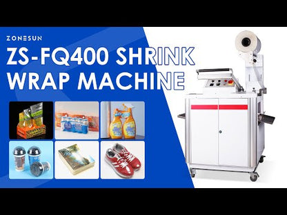ZONESUN ZS-FQ400 Semi Automatic Shrink Wrapping Machine L-Type Sealing Wrapper Bottles Boxes Cartons Packaging