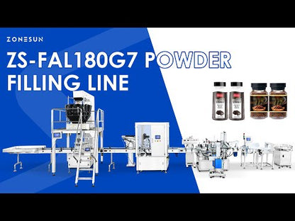 ZONESUN ZS-FAL180G7 Powder Bottle Filling and Labeling Line for Coffee & Spices