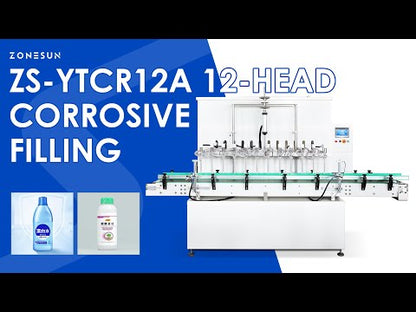 ZONESUN ZS-YTCR12A Automatic Corrosive Liquid Filling Machine Chemicals Gravity Filler