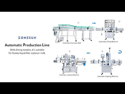 ZONESUN ZS‑FAL180X4 4Nozzle Magnetic Pump Filler Capper Labeler Line
