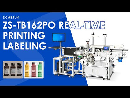 ZONESUN ZS-TB162PO Real-Time Printing Wrap-Around Square Bottle Labeling Machine