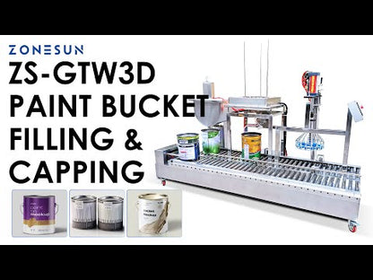ZONESUN ZS-GTW3D Automatic 5-30L Paint Bucket Filling and Capping Machine