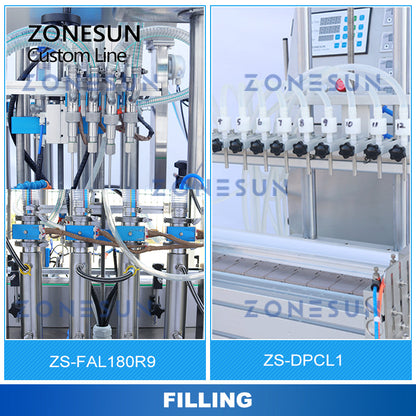 ZONESUN ZS-FAL180R9/ZS-DPCL1 Custom Filling Capping Labeling Lines