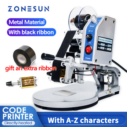 ZONESUN DY‑8 Directly‑heated Ribbon Date Printer Coding Machine