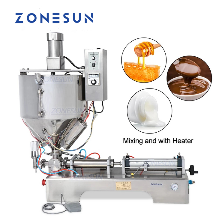 ZONESUN ZS-GTJH1 Heated Semi- Auto Paste Filler Machine with Mixer&No-Drip System