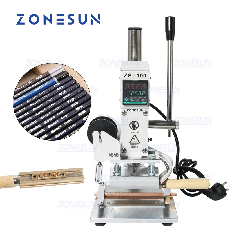 ZONESUN ZS‑100A 5×10 cm Hot Foil Stamping Machine with Dual Clips