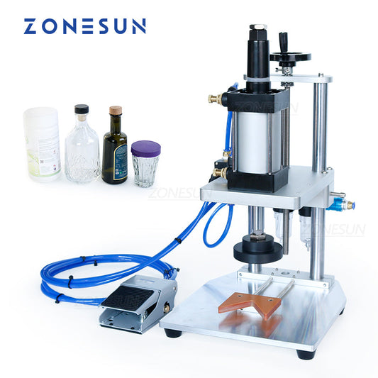 ZONESUN ZS-XG70ZC Semi-automatic Liquor Wine Gin Jar Whisky Plastic Bottle Cap Cork Pressing Capping Machine