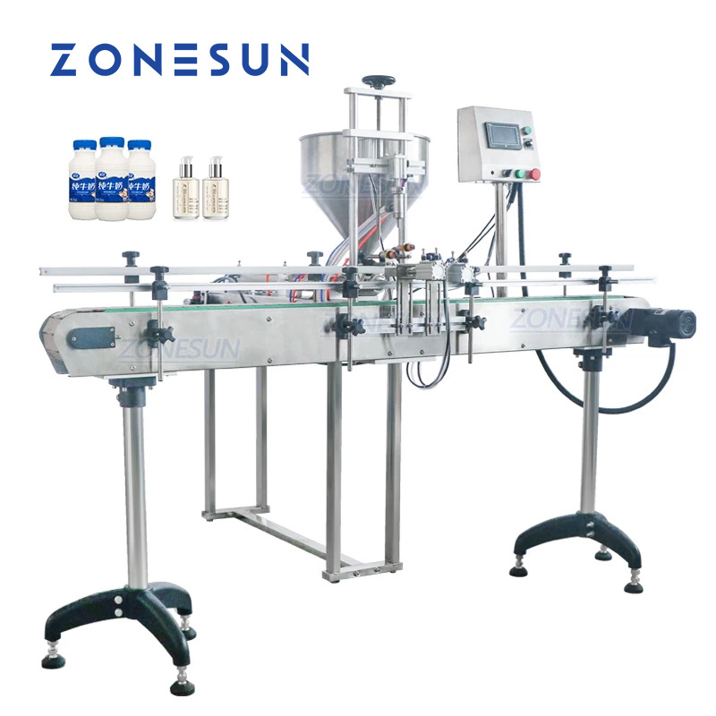 ZONESUN ZS-GY1C Pneumatic Paste & Liquid Filling Machine with Conveyor