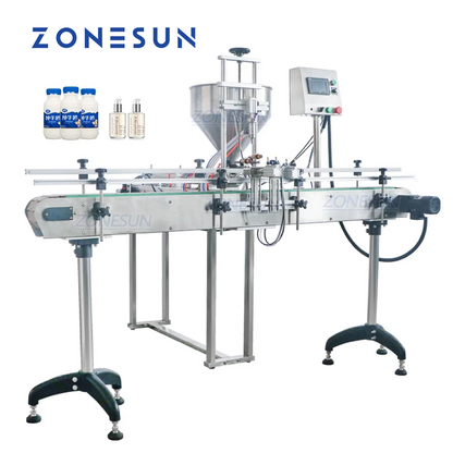 ZONESUN ZS-GY1C Pneumatic Paste & Liquid Filling Machine with Conveyor