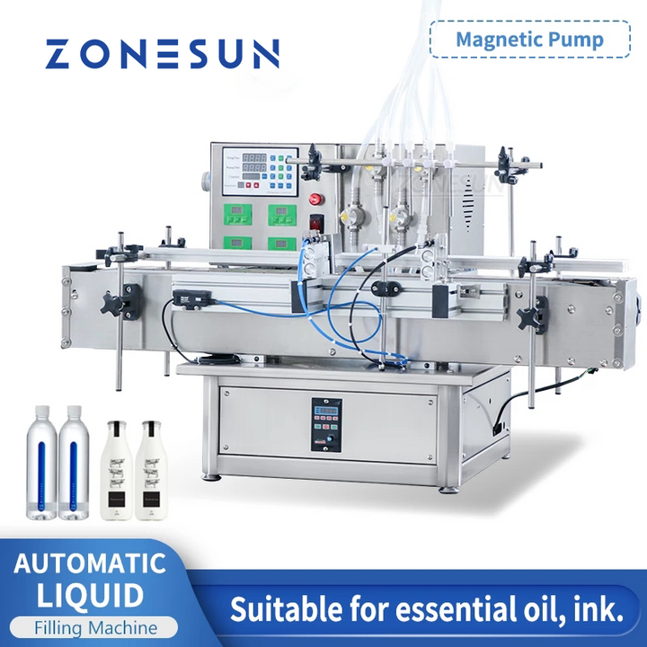 ZONESUN ZS-DTMP4Y 4heads Tabletop Magnetic Pump Liquid Filling Machine