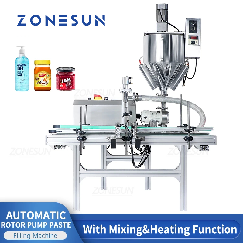 ZONESUN ZS-DTGT900M Rotor Pump Paste Filling Machine with Mixer&Heater