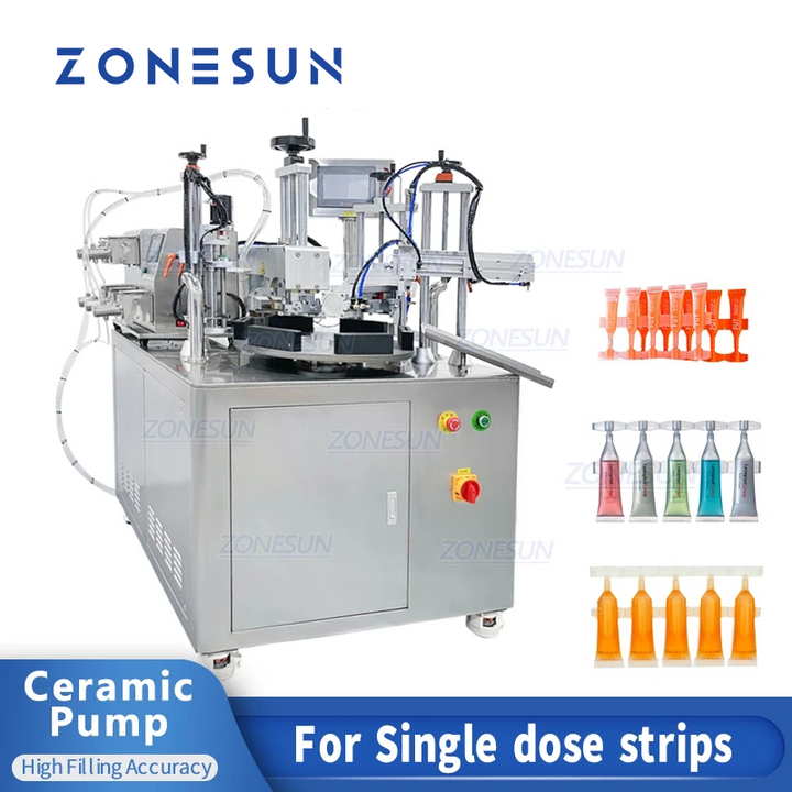 ZONESUN ZS-FS50U Automatische 4-Kopf-Keramikpumpen-Schlauchfüll- und Verschließmaschine