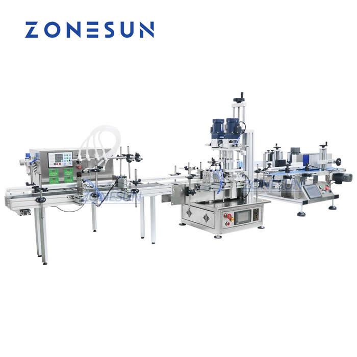 ZONESUN ZS‑FAL180 Macchina da banco per riempimento, tappatura ed etichettatura a 4 ugelli