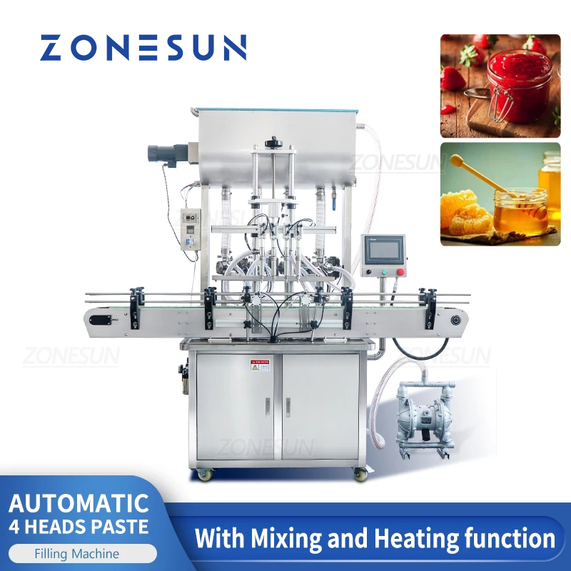 ZONESUN ZS-YT4T-4PM Automatic Paste Filling Machine With Heater&Mixer