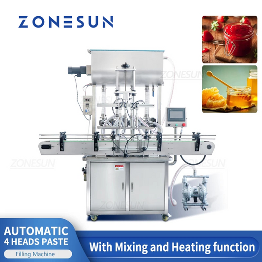 ZONESUN ZS-YT4T-4PM Automatic Paste Filling Machine With Heater&Mixer