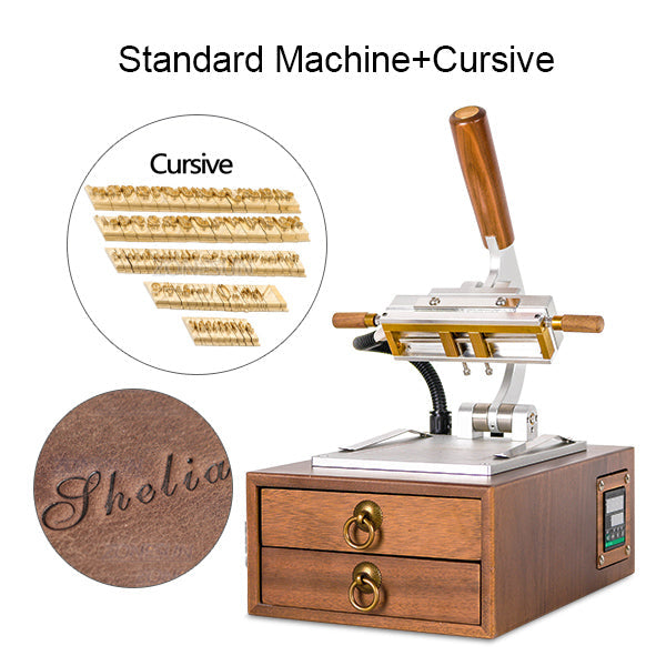 ZONESUN WT‑90XT Walnut Desktop Hot Stamping Machine with Drawer
