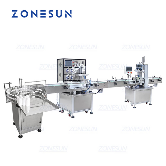 ZONESUN Automatic 4 Nozzles Liquid Filling Capping Production Line