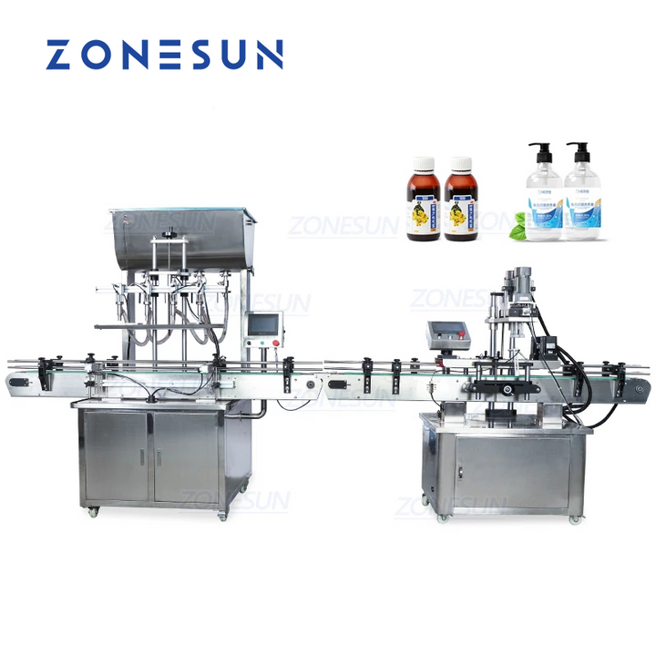 Máquina llenadora y taponadora de pasta de 4 boquillas completamente automática ZONESUN
