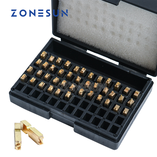 ZONESUN A‑Z 0‑9 Copper Letter Number Set for Hot Code Ribbon Printers