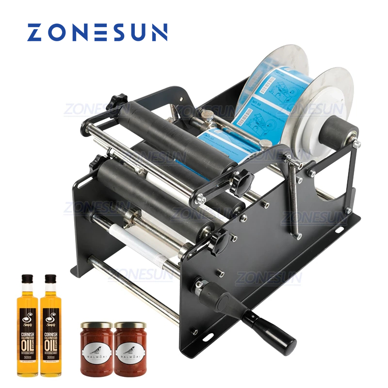 ZONESUN ZS‑50P Manual Round Bottle Labeling Machine for Small Jobs