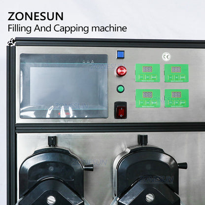 ZONESUN 4 Nozzles Liquid Filling Capping Machine with Cap Feeder