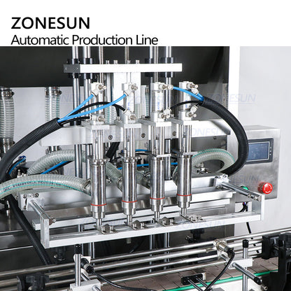 ZONESUN 4-Head Servo Filling Capping Labeling Machine for Square Bottles