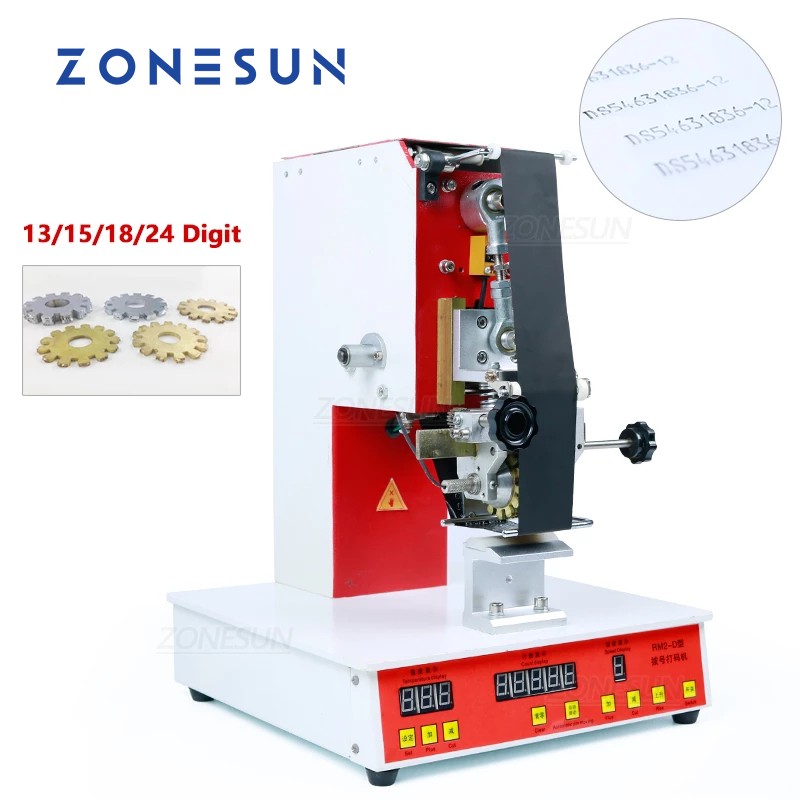 ZONESUN ZY‑RM2‑D Semi‑auto Rolling Ribbon Dialing Date Printer