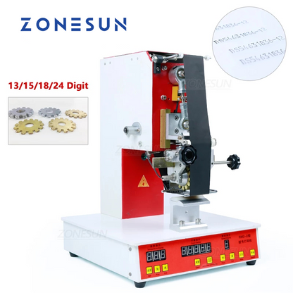 ZONESUN ZY‑RM2‑D Semi‑auto Rolling Ribbon Dialing Date Printer